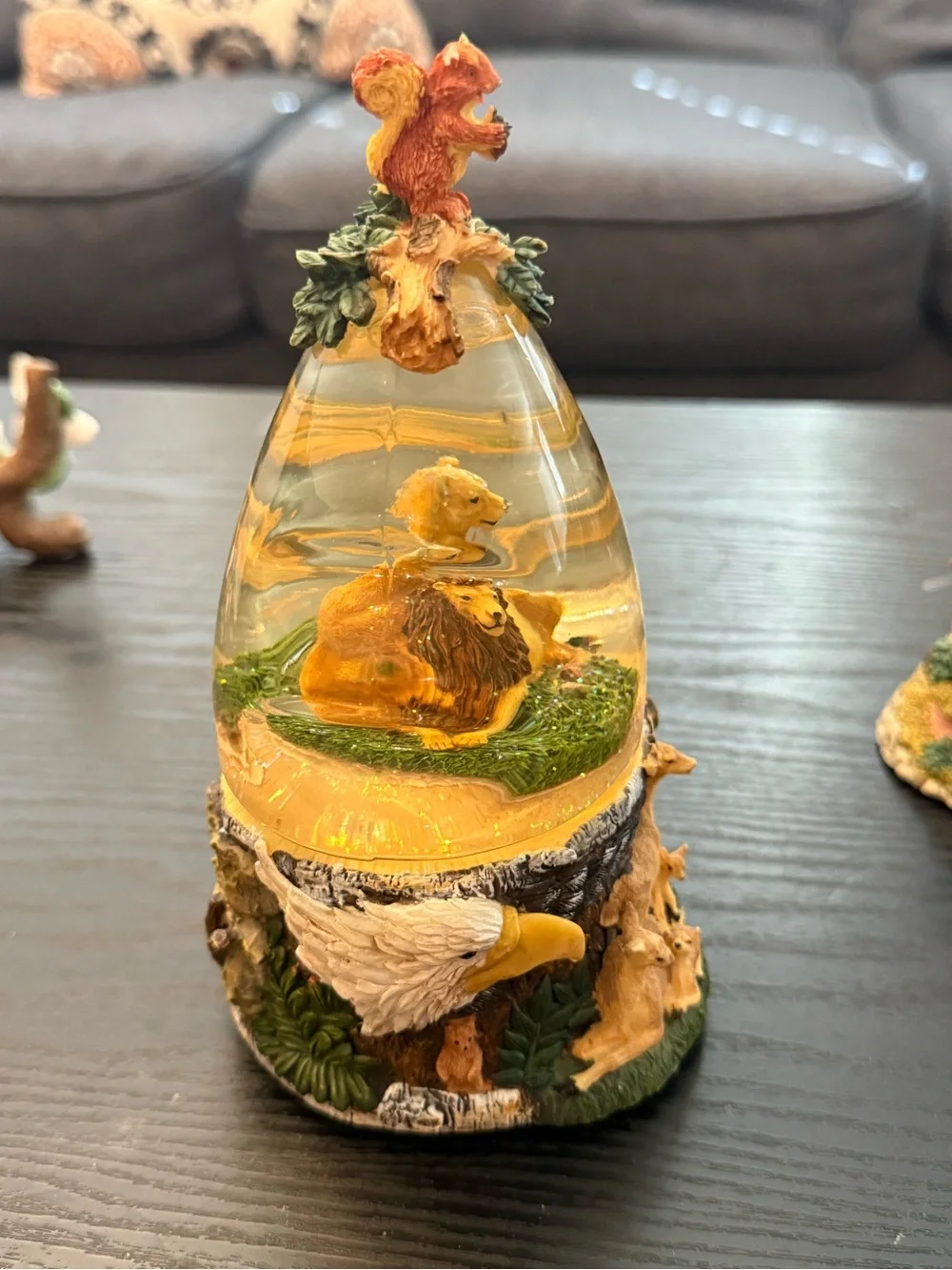 Musical Snow Globe Squirrel Woodland Wildlife Scene Multicolor Glass/Resin